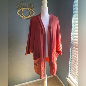 Dark Rose Pink Loose Cardigan with Pockets
